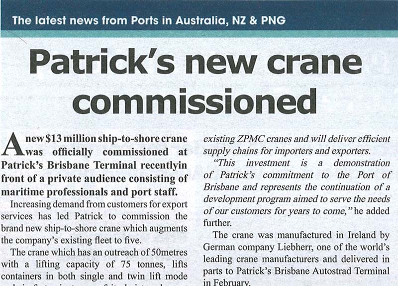 Patricks new crane